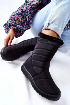 Śniegowce Damskie>Boto Wysokie Damskie Ocieplane Śniegowce Czarne Luxina Czarny