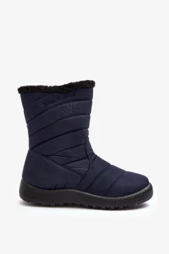 Śniegowce Damskie>Boto Wysokie Damskie Ocieplane Śniegowce Granatowe Luxina Niebieski