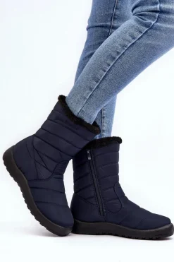 Śniegowce Damskie></noscript>Boto Wysokie Damskie Ocieplane Śniegowce Granatowe Luxina Niebieski