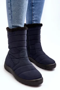 Śniegowce Damskie></noscript>Boto Wysokie Damskie Ocieplane Śniegowce Granatowe Luxina Niebieski