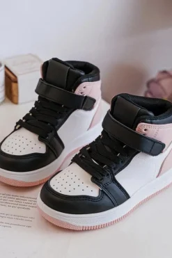 Outlet Wysokie Dziecięce Buty Sportowe Biało-Różowe Teredite Dzieci Chłopięce|Dziewczęce