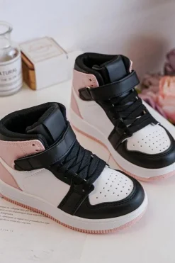 Outlet Wysokie Dziecięce Buty Sportowe Biało-Różowe Teredite Dzieci Chłopięce|Dziewczęce