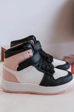 Outlet Wysokie Dziecięce Buty Sportowe Biało-Różowe Teredite Dzieci Chłopięce|Dziewczęce