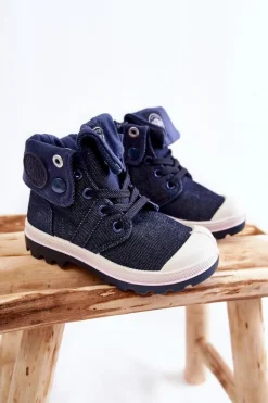 New Boto Wysokie Dziecięce Trampki Wiązane Granatowe Tobby Niebieski