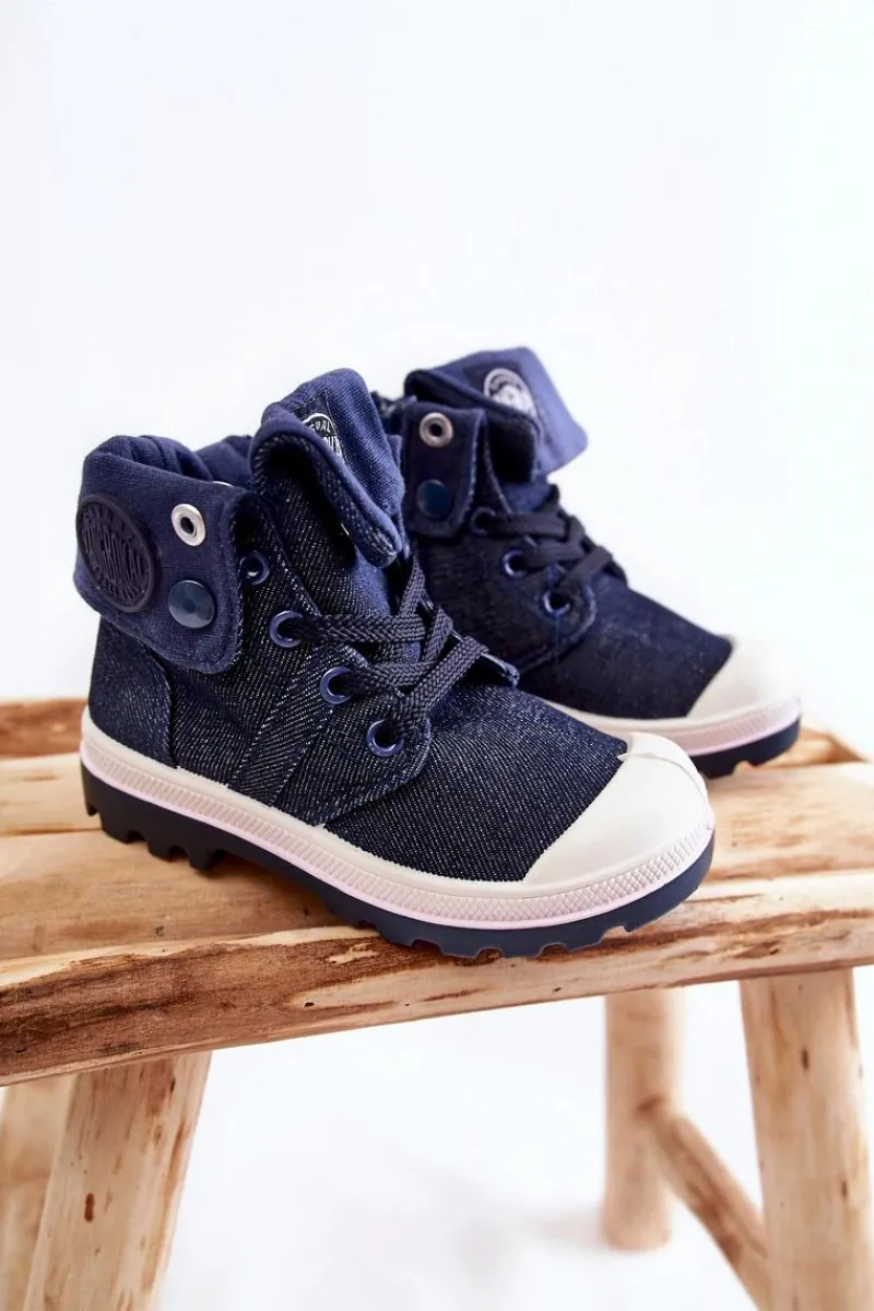 New Boto Wysokie Dziecięce Trampki Wiązane Granatowe Tobby Niebieski