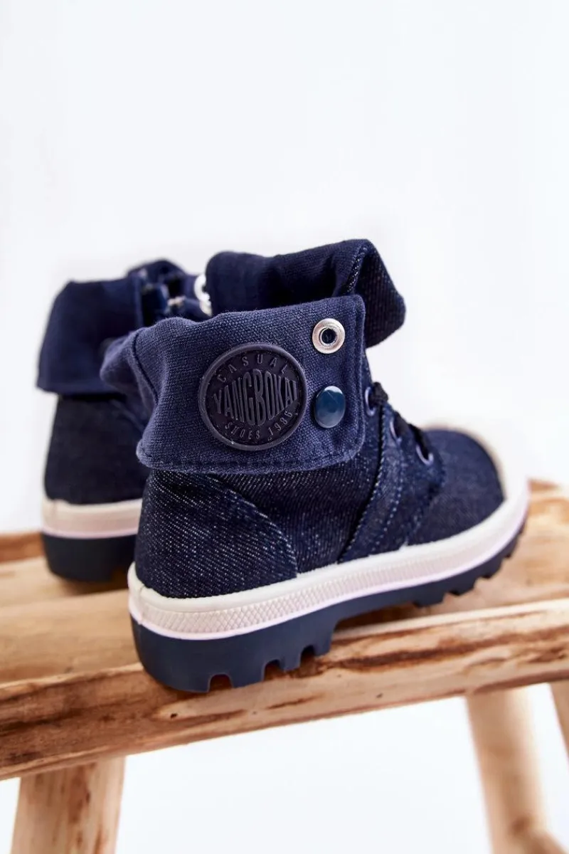 New Boto Wysokie Dziecięce Trampki Wiązane Granatowe Tobby Niebieski