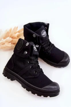 Chłopięce|Dziewczęce>Boto Wysokie Dziecięce Trampki Wiązane Czarne Tobby