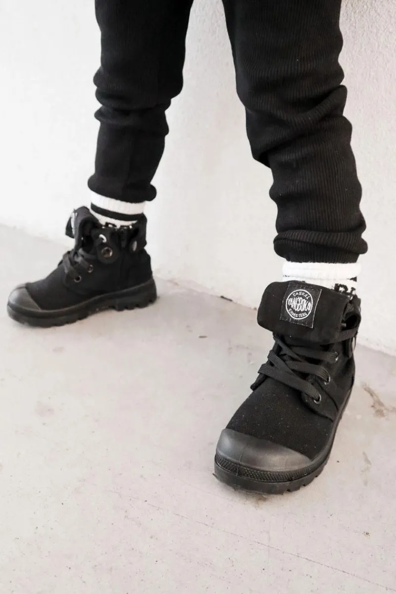 Chłopięce|Dziewczęce>Boto Wysokie Dziecięce Trampki Wiązane Czarne Tobby
