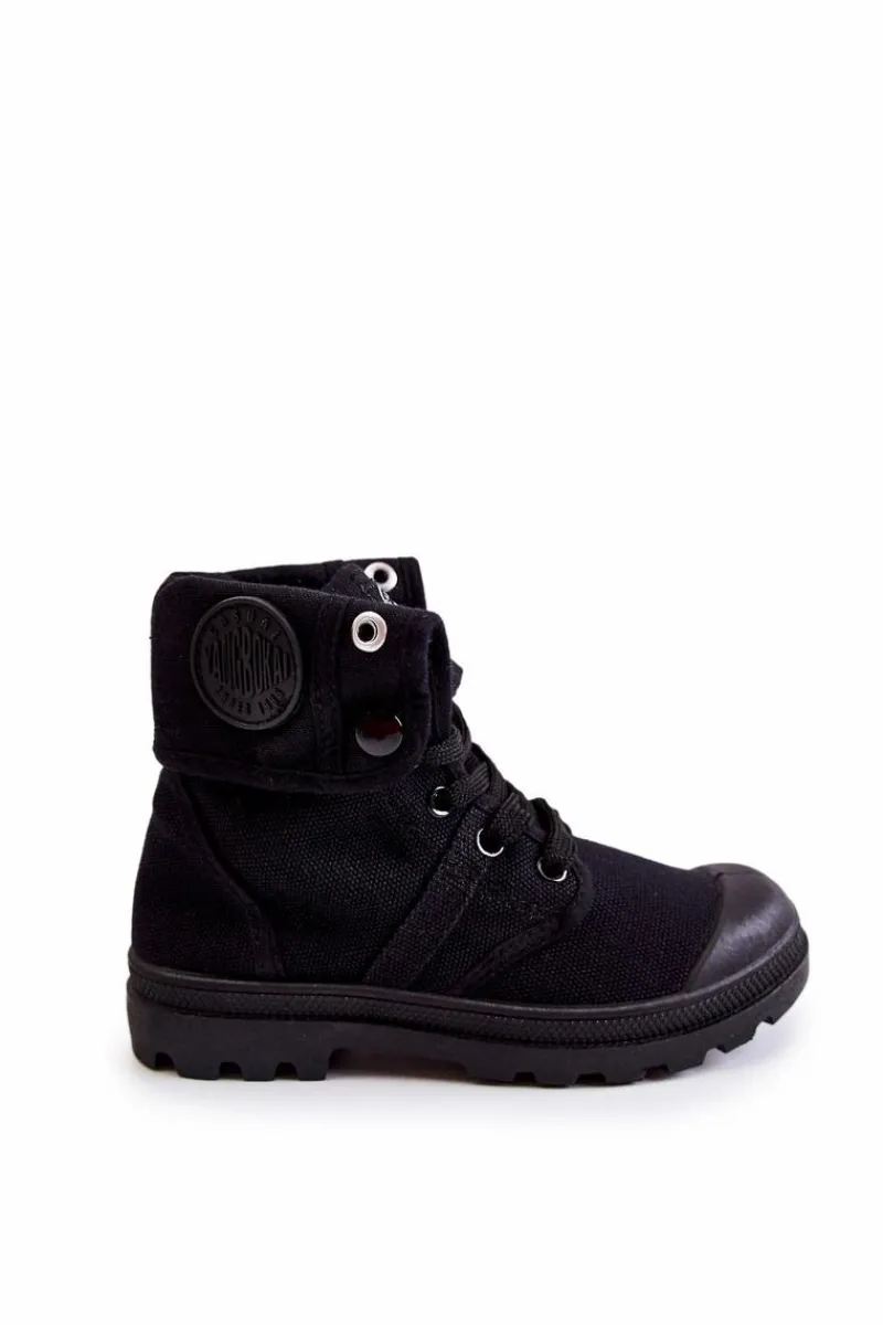 Chłopięce|Dziewczęce>Boto Wysokie Dziecięce Trampki Wiązane Czarne Tobby