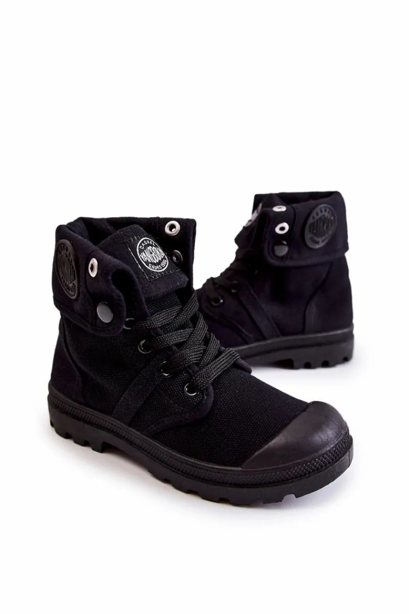 Chłopięce|Dziewczęce>Boto Wysokie Dziecięce Trampki Wiązane Czarne Tobby