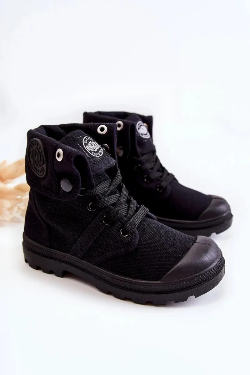 Chłopięce|Dziewczęce>Boto Wysokie Dziecięce Trampki Wiązane Czarne Tobby