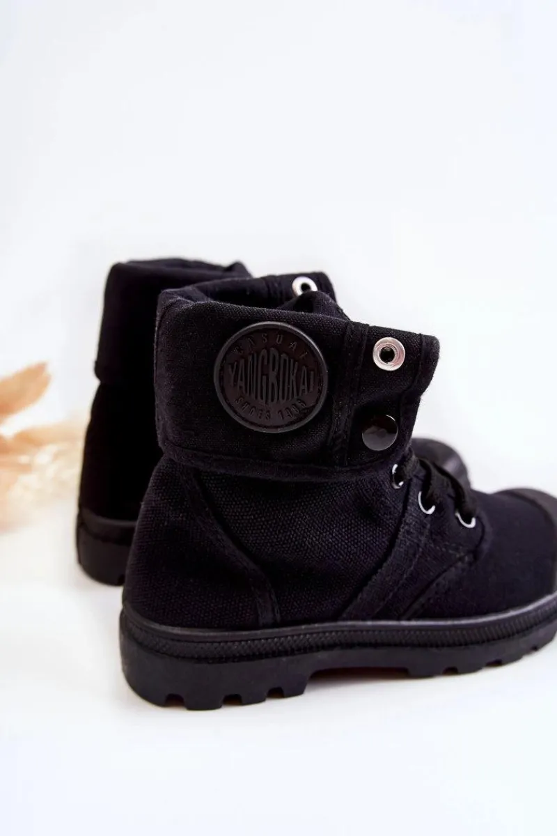 Chłopięce|Dziewczęce>Boto Wysokie Dziecięce Trampki Wiązane Czarne Tobby