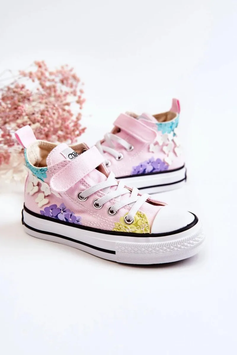 Boto Wysokie Dziecięce Trampki Materiałowe Print Różowe Dorry