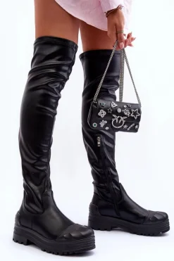 Sale Boto Wysokie Kozaki Na Suwak Czarne Dudesa