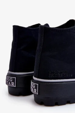 Clearance Big Star Shoes Wysokie Materiałowe Trampki Na Platformie Big Star LL274155 Czarne