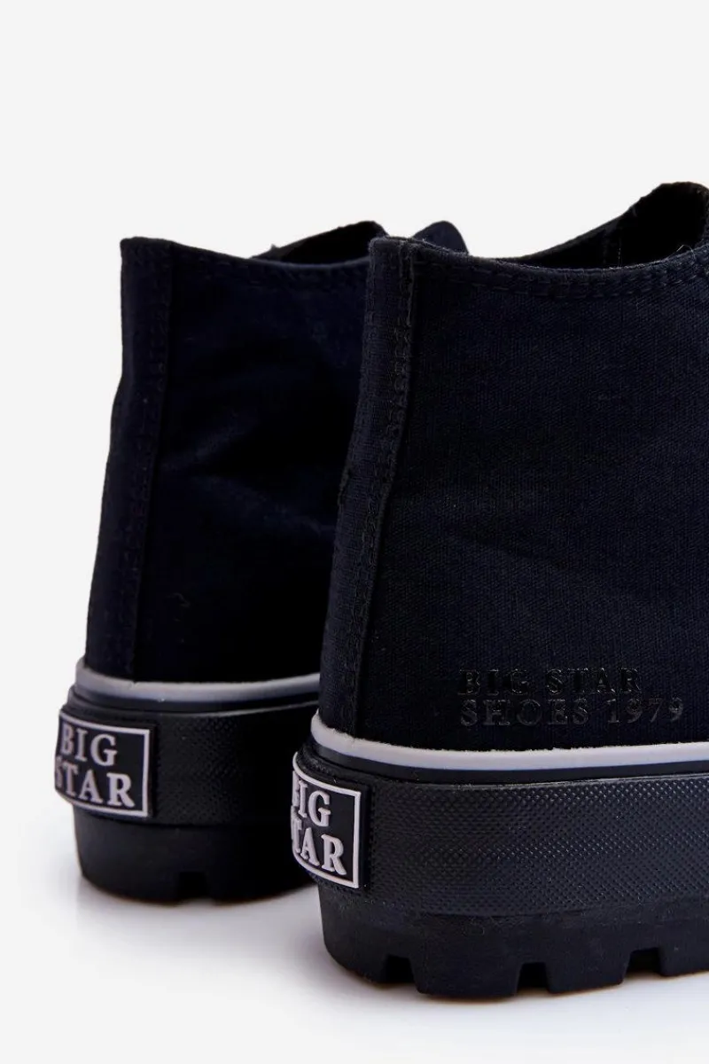 Clearance Big Star Shoes Wysokie Materiałowe Trampki Na Platformie Big Star LL274155 Czarne