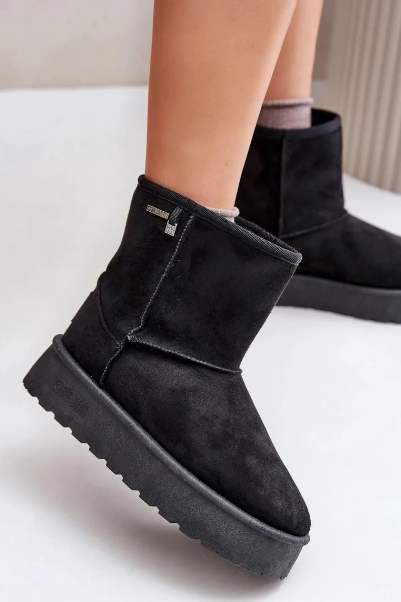 Clearance Wysokie Śniegowce Damskie Na Platformie Big Star OO274898 Czarne Damskie Śniegowce Damskie