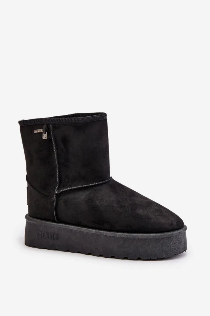 Clearance Wysokie Śniegowce Damskie Na Platformie Big Star OO274898 Czarne Damskie Śniegowce Damskie