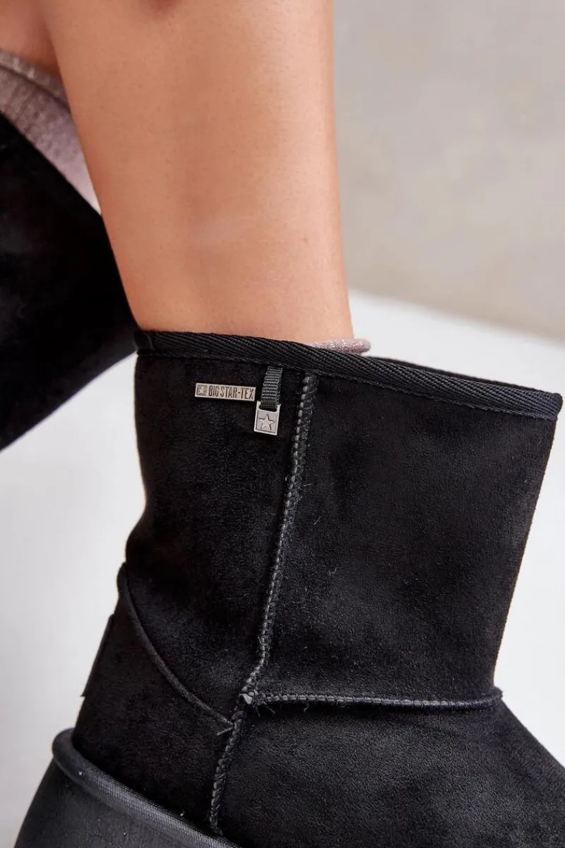 Clearance Wysokie Śniegowce Damskie Na Platformie Big Star OO274898 Czarne Damskie Śniegowce Damskie