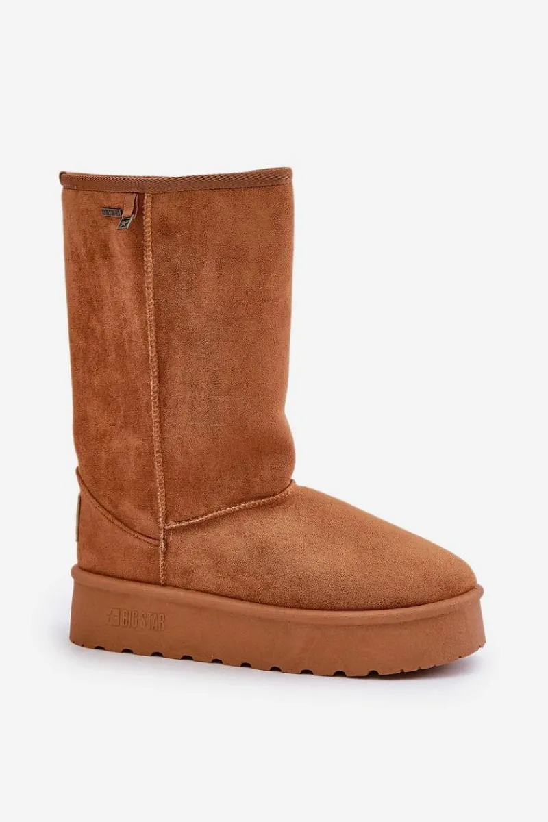 Best Wysokie Śniegowce Na Platformie Big Star OO274893 Camel Damskie Śniegowce Damskie
