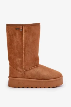 Best Wysokie Śniegowce Na Platformie Big Star OO274893 Camel Damskie Śniegowce Damskie