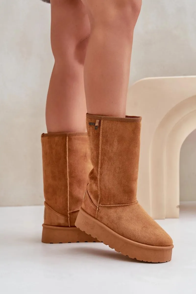 Best Wysokie Śniegowce Na Platformie Big Star OO274893 Camel Damskie Śniegowce Damskie