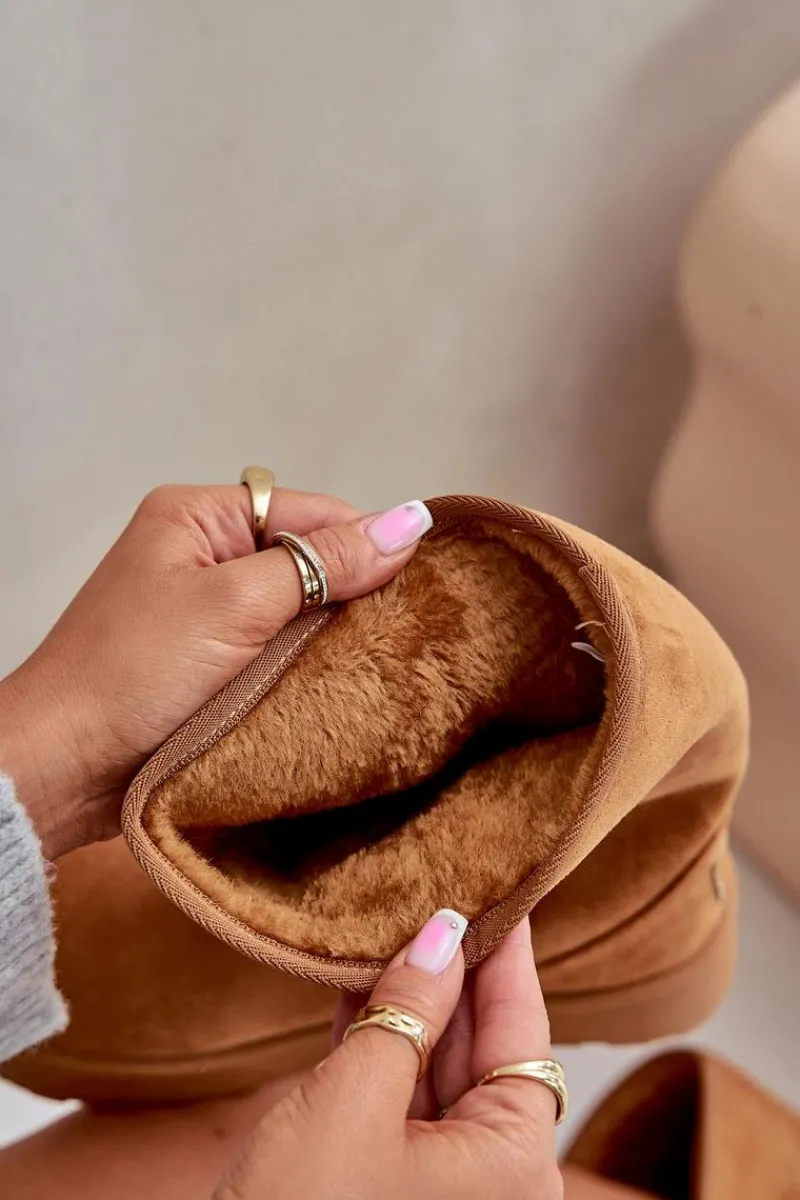 Best Wysokie Śniegowce Na Platformie Big Star OO274893 Camel Damskie Śniegowce Damskie