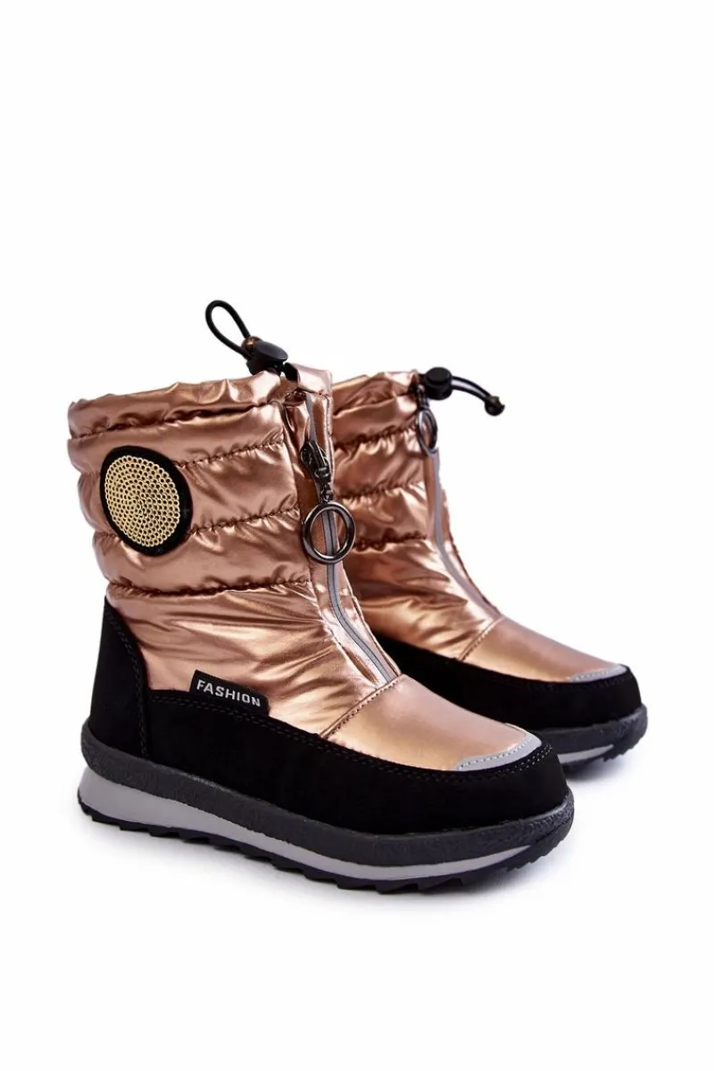 Hot Wysokie Śniegowce Ocieplane Wełną Złote Lucia Dzieci Dziewczęce