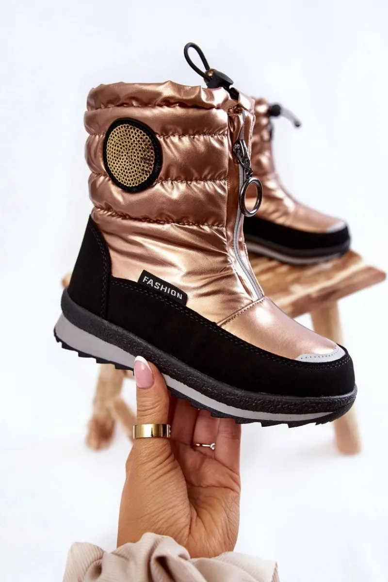 Hot Wysokie Śniegowce Ocieplane Wełną Złote Lucia Dzieci Dziewczęce