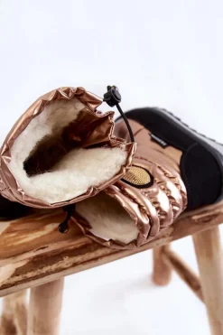 Hot Wysokie Śniegowce Ocieplane Wełną Złote Lucia Dzieci Dziewczęce