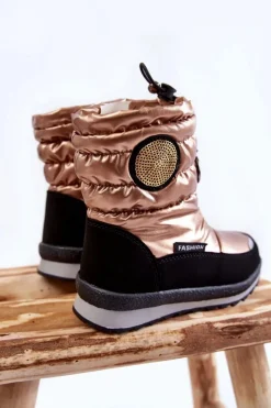 Hot Wysokie Śniegowce Ocieplane Wełną Złote Lucia Dzieci Dziewczęce