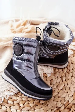 Best Wysokie Śniegowce Ocieplane Wełną Szare Lucia Dzieci Dziewczęce