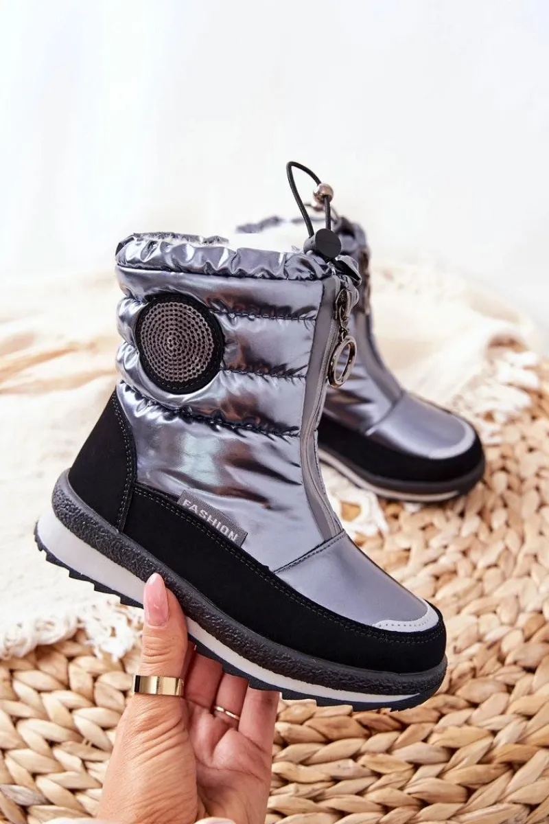 Best Wysokie Śniegowce Ocieplane Wełną Szare Lucia Dzieci Dziewczęce