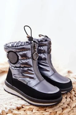 Best Wysokie Śniegowce Ocieplane Wełną Szare Lucia Dzieci Dziewczęce