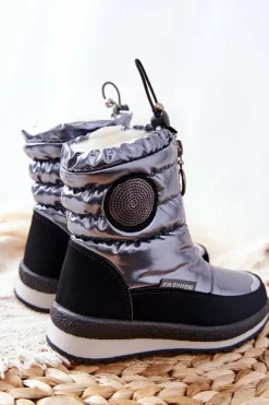 Best Wysokie Śniegowce Ocieplane Wełną Szare Lucia Dzieci Dziewczęce