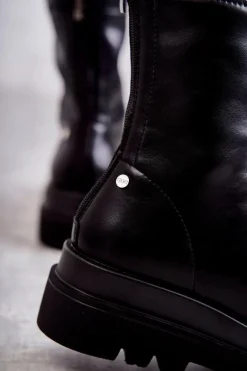 Czarne Botki|Botki Zimowe Damskie><noscript><img width=