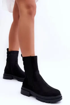 Czarne Botki|Botki Zimowe Damskie><noscript><img width=