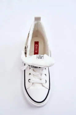 New Wysokie Ocieplane Trampki Big Star GG274027 Białe Damskie Trampki Ocieplane|Trampki Damskie Big Star