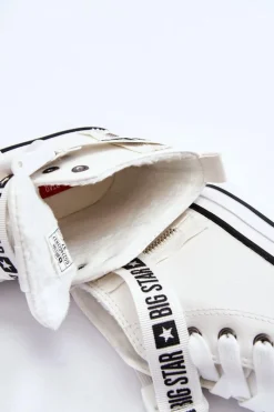 New Wysokie Ocieplane Trampki Big Star GG274027 Białe Damskie Trampki Ocieplane|Trampki Damskie Big Star