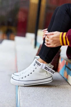 New Wysokie Ocieplane Trampki Big Star GG274027 Białe Damskie Trampki Ocieplane|Trampki Damskie Big Star