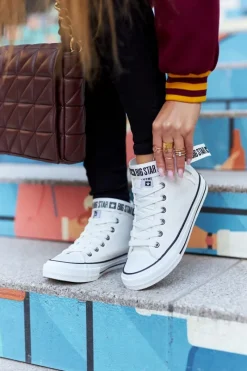 New Wysokie Ocieplane Trampki Big Star GG274027 Białe Damskie Trampki Ocieplane|Trampki Damskie Big Star