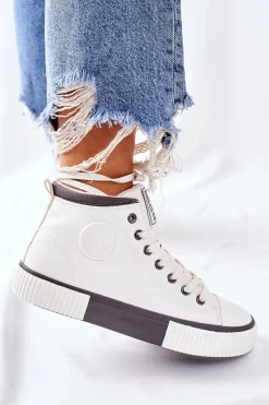 Trampki Ocieplane|Trampki Damskie Big Star></noscript>Big Star Shoes Wysokie Ocieplane Trampki Big Star II274158 Białe