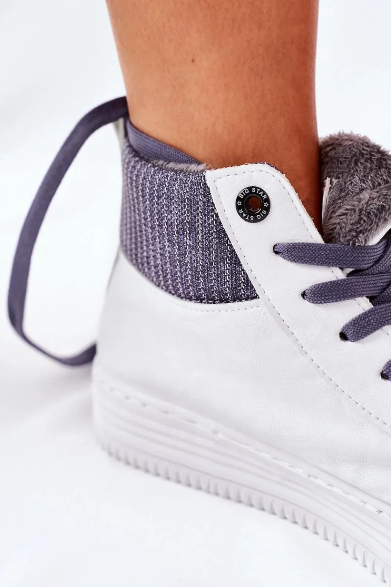 Hot Wysokie Ocieplane Trampki Big Star II274144 Biało-Szare Damskie Trampki Ocieplane|Trampki Damskie Big Star