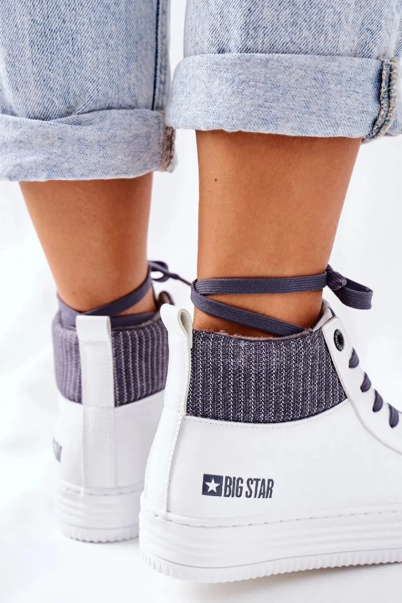 Hot Wysokie Ocieplane Trampki Big Star II274144 Biało-Szare Damskie Trampki Ocieplane|Trampki Damskie Big Star