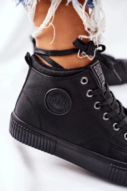 Clearance Wysokie Ocieplane Trampki Big Star II274157 Czarne Damskie Trampki Ocieplane|Trampki Damskie Big Star