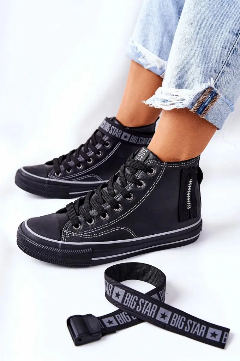 Clearance Wysokie Ocieplane Trampki Big Star GG274026 Czarne Damskie Trampki Ocieplane|Trampki Damskie Big Star