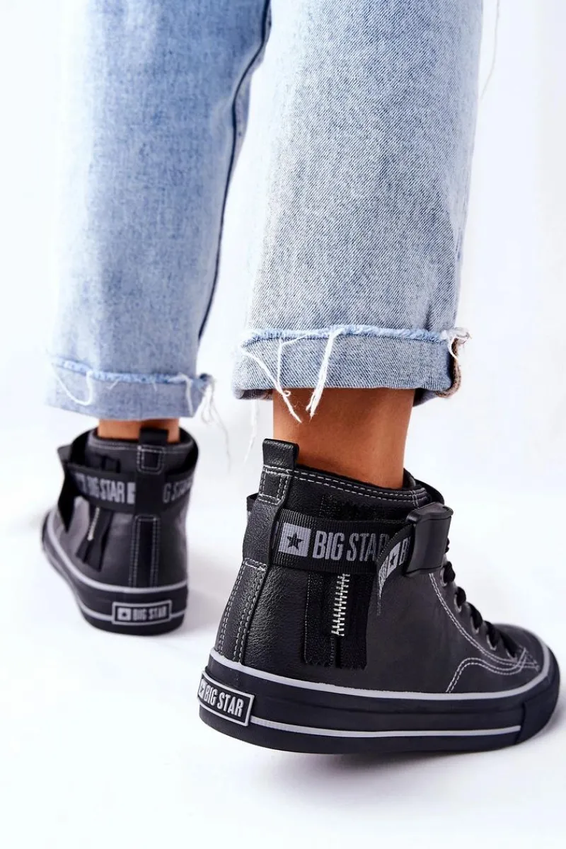 Clearance Wysokie Ocieplane Trampki Big Star GG274026 Czarne Damskie Trampki Ocieplane|Trampki Damskie Big Star