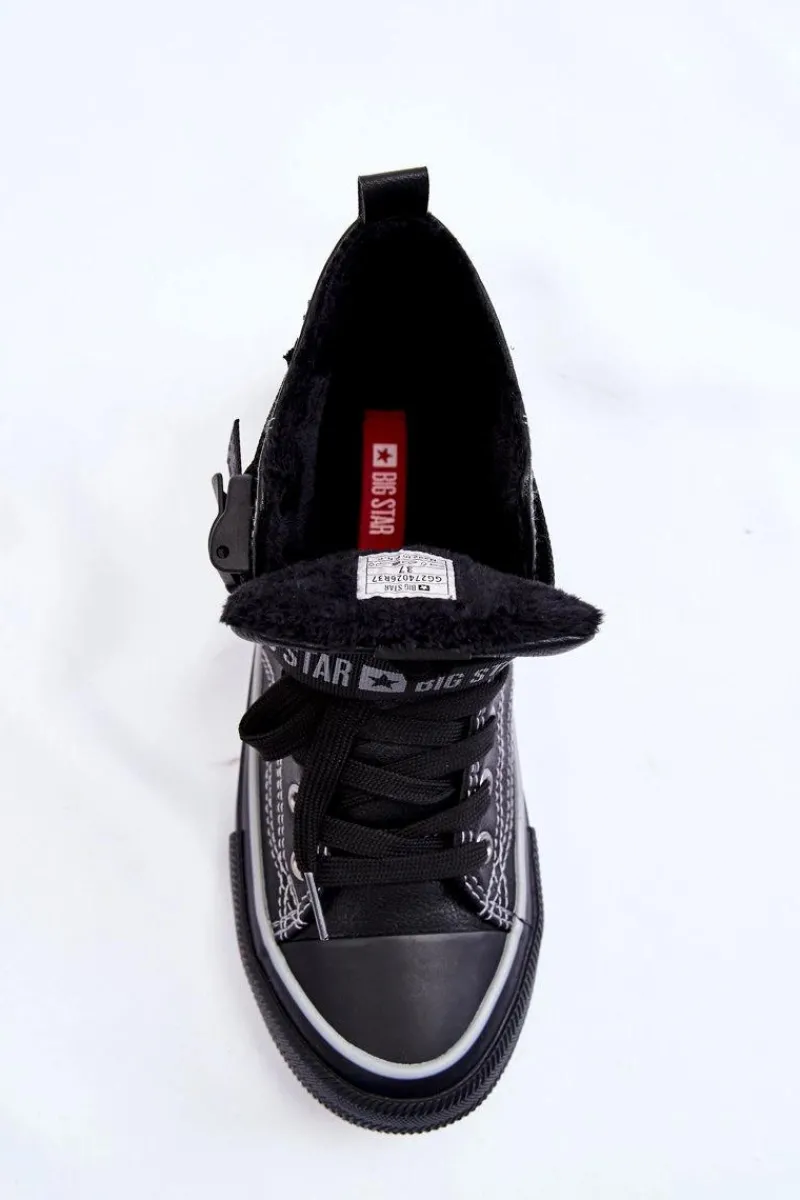 Clearance Wysokie Ocieplane Trampki Big Star GG274026 Czarne Damskie Trampki Ocieplane|Trampki Damskie Big Star