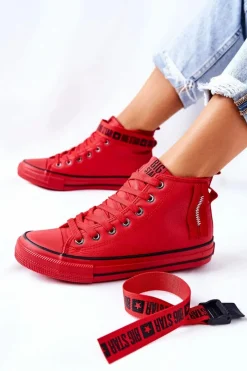 New Big Star Shoes Wysokie Ocieplane Trampki Big Star GG274028 Czerwone