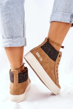 Online Big Star Shoes Wysokie Ocieplane Trampki Big Star II274145 Camel